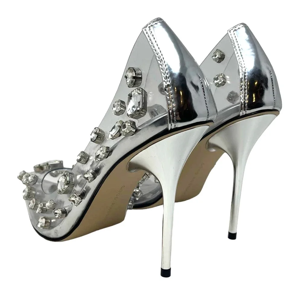 Good‎ American Diamonds Forever Heels Size 10.5 Glass002 GSH008-X - Picture 10 of 12